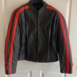 Bristol women’s size 14 black leather moto jacket.